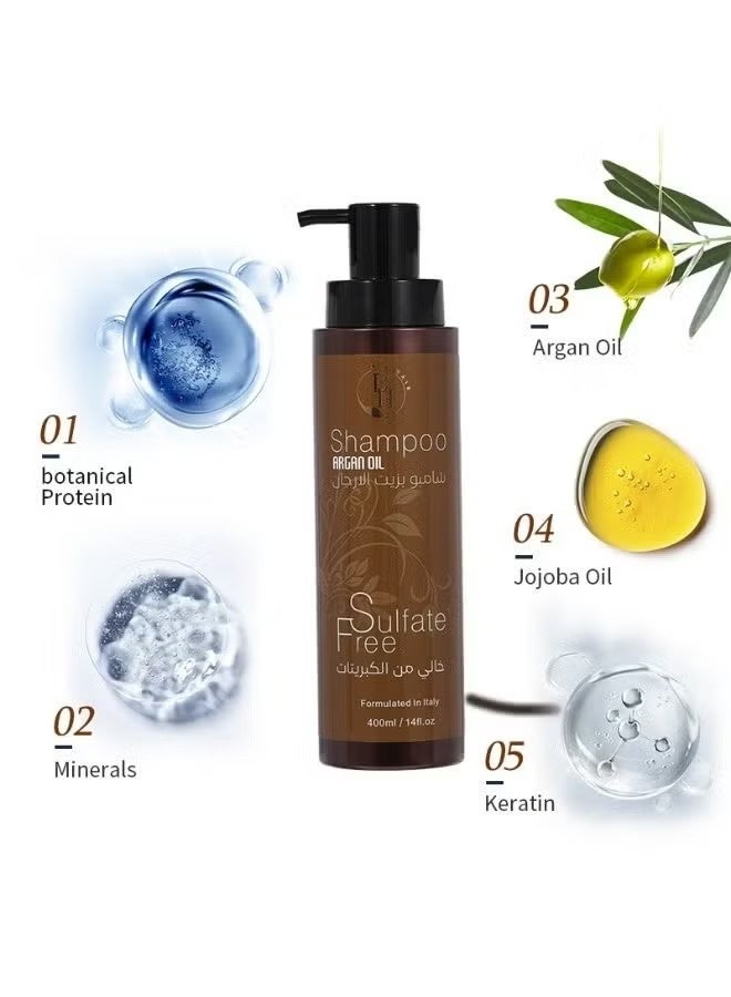 BH Argan Oil Hair Care Set - Hydration, Nourishment, and Shine: Shampoo 400ml, Conditioner 400ml, Mask 200ml, Serum 100ml - Image 2